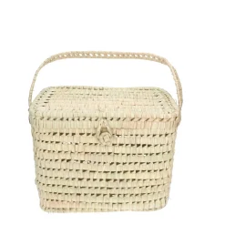 Picknick*DILLE & KAMILLE Picknickmand met deksel, palmblad, 27 x 37 x 28 cm