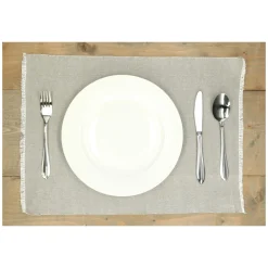Placemats*DILLE & KAMILLE Placemat franjes, GOTS bio-katoen, olijfgroen, 35 x 50 cm
