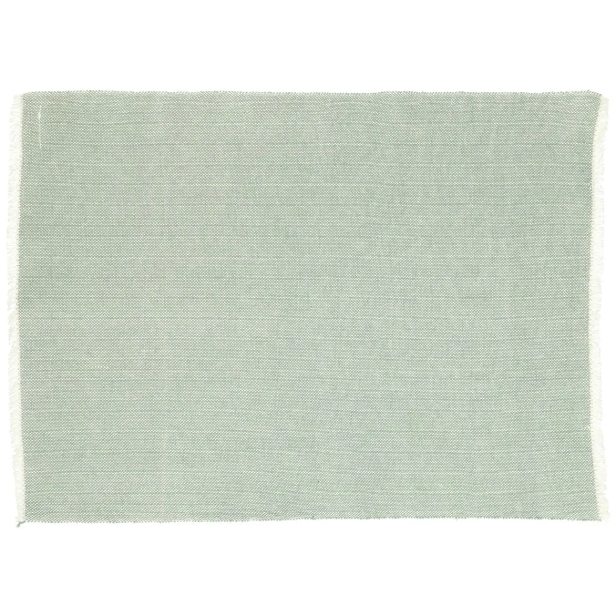 Placemats*DILLE & KAMILLE Placemat franjes, GOTS bio-katoen, groengrijs, 35 x 50 cm