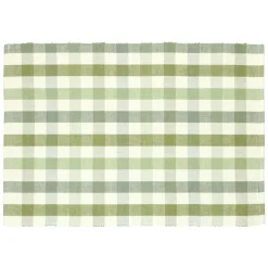 Placemats*DILLE & KAMILLE Placemat geribbeld, GOTS bio-katoen, groen, geruit, 35 x 50 cm