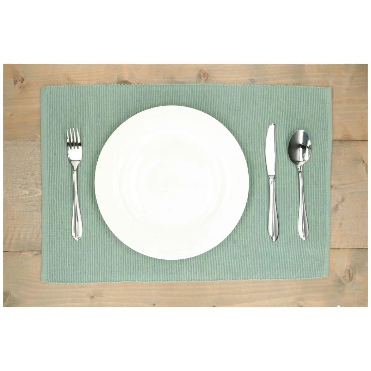 Placemats*DILLE & KAMILLE Placemat geribbeld, GOTS bio-katoen, groengrijs, 35 x 50 cm