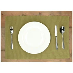 Placemats*DILLE & KAMILLE Placemat geribbeld, GOTS bio-katoen, saliegroen, 35 x 50 cm