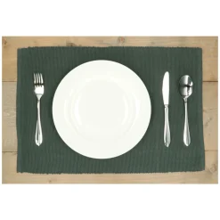 Placemats*DILLE & KAMILLE Placemat geribbeld, GOTS bio-katoen, donkergroen, 35 x 50 cm