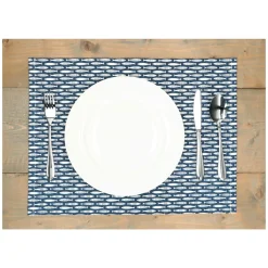 Placemats*DILLE & KAMILLE Placemat geribbeld, GOTS bio-katoen, vissen, 35 x 50 cm