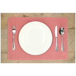 Placemats*DILLE & KAMILLE Placemat geribbeld, GOTS bio-katoen, donker roze, 35 x 50 cm