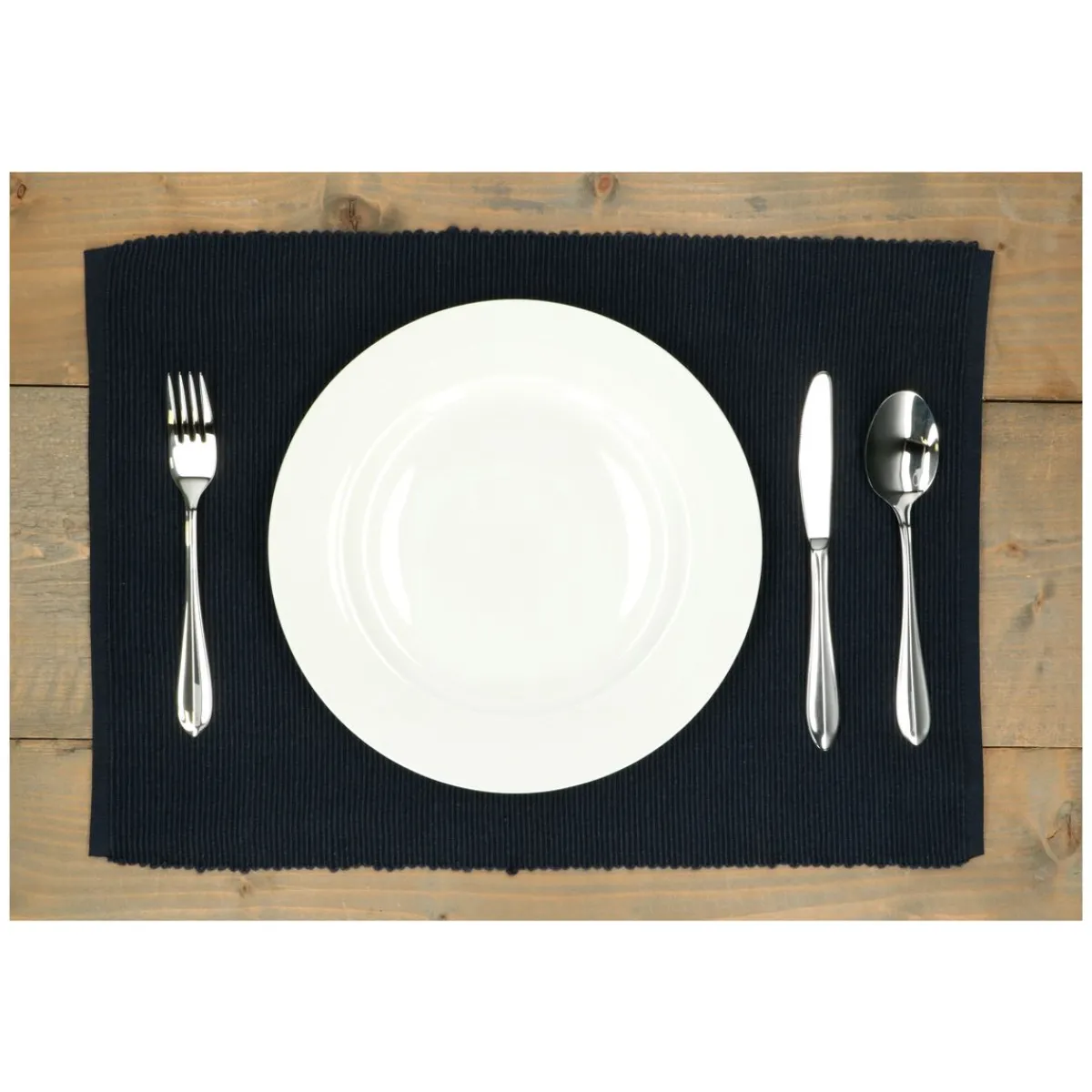 Placemats*DILLE & KAMILLE Placemat geribbeld, GOTS bio-katoen, indigo blauw,35 x 50 cm