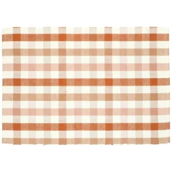 Placemats*DILLE & KAMILLE Placemat geribbeld, GOTS bio-katoen, roze, geruit, 35 x 50 cm