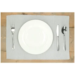 Placemats*DILLE & KAMILLE Placemat geribbeld, GOTS bio-katoen, lichtgrijs, 35 x 50 cm