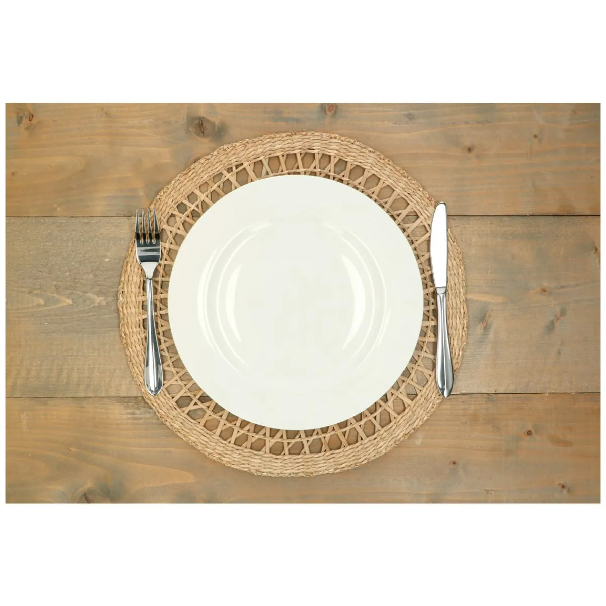 Placemats*DILLE & KAMILLE Placemat rond, open, zeegras, Ø 38 cm