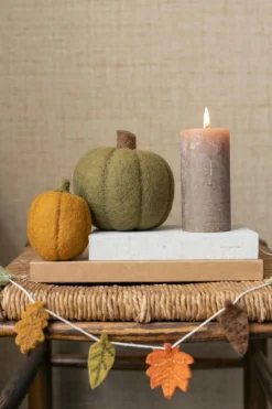 Warm Wonen|Herfst Decoratie*DILLE & KAMILLE Pompoen, vilt, groen, ca. 12 cm