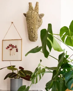 Rieten Manden*DILLE & KAMILLE Pot op pootjes, bamboe, naturel, groot