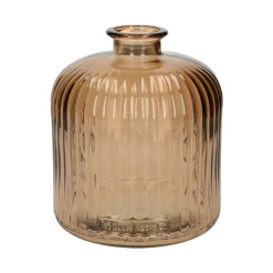 Vazen*DILLE & KAMILLE Ribbelvaas, recycled glas, oud roze, 18 cm