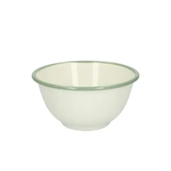 Picknick|Schalen*DILLE & KAMILLE Schaal, emaille, groengrijs/wit, Ø 15 cm