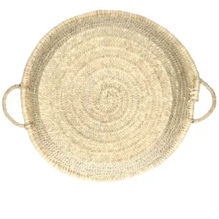 Rieten Manden*DILLE & KAMILLE Schaal, palmblad, 2 handvatten, Ø 50 cm x 10 cm