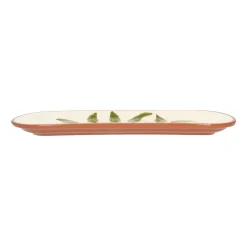 Schalen|Serviessets*DILLE & KAMILLE Schaal, terracotta, groen blad, 32 x 11 cm
