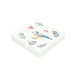 Servetten*DILLE & KAMILLE Servetten, papier, kerstgroen en vogel, 25 x 25 cm, 20 stuks