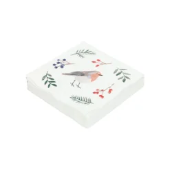 Servetten*DILLE & KAMILLE Servetten, papier, kerstgroen en vogel, 25 x 25 cm, 20 stuks