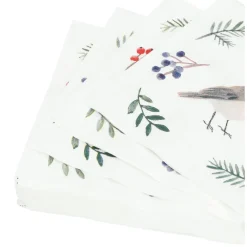 Servetten*DILLE & KAMILLE Servetten, papier, kerstgroen en vogel, 25 x 25 cm, 20 stuks