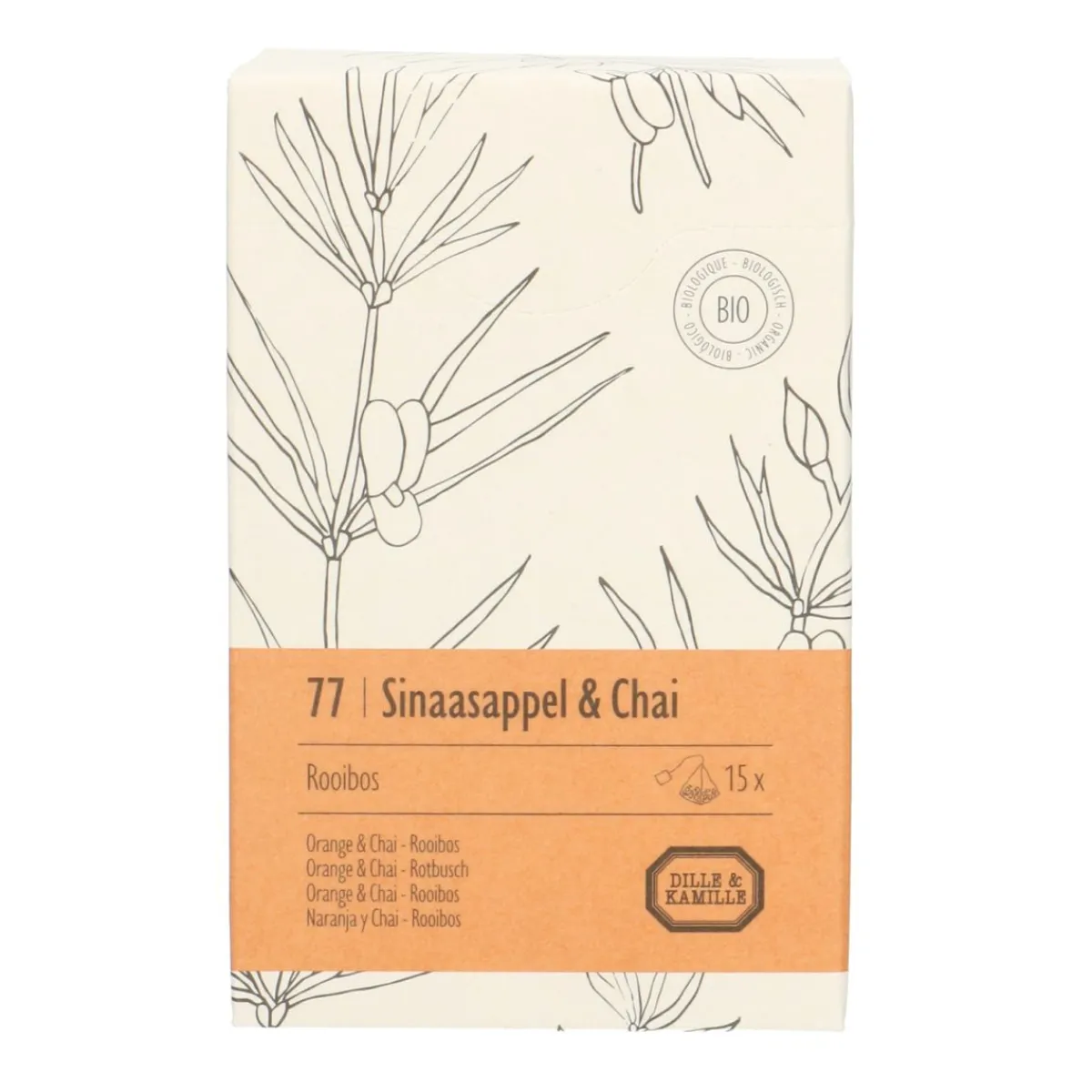 Thee*DILLE & KAMILLE Sinaasappel & chai, biologisch, rooibos, 15 theebuiltjes