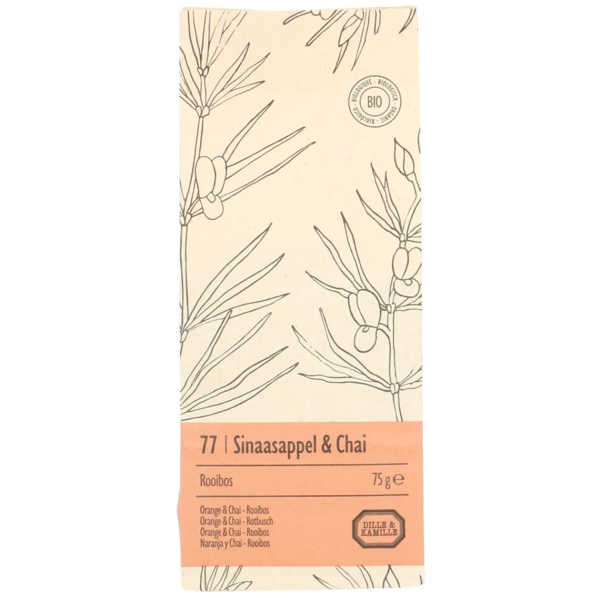Thee*DILLE & KAMILLE Sinaasappel Chai, biologisch, rooibos, zakje 75 gram