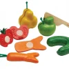 Speelgoed Voor 2 Jaar|Kinderkeuken*DILLE & KAMILLE Snijsetje krom fruit en groente, rubberhout, 18m+