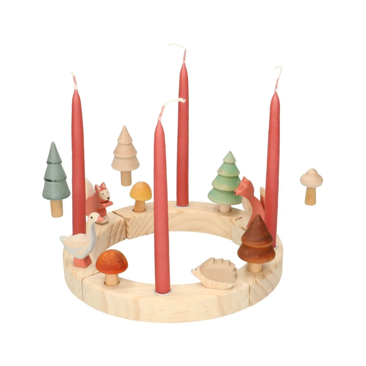 Jaarring En Stekers*DILLE & KAMILLE Stekers voor jaarring, dieren, hout, set van 4