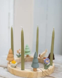 Jaarring En Stekers*DILLE & KAMILLE Stekers voor jaarring, lente, hout, set van 4