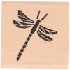 Stempels|Diy*DILLE & KAMILLE Stempel, berkenhout, libelle, 3,5 x 3,5 cm