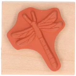 Stempels|Diy*DILLE & KAMILLE Stempel, berkenhout, libelle, 3,5 x 3,5 cm
