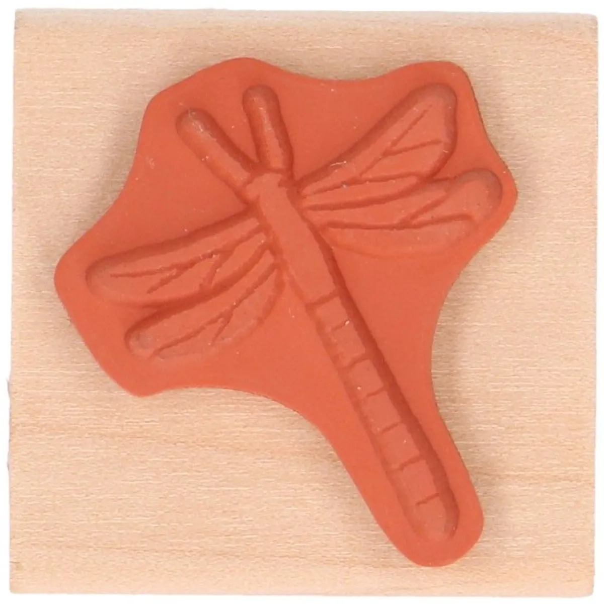 Stempels|Diy*DILLE & KAMILLE Stempel, berkenhout, libelle, 3,5 x 3,5 cm