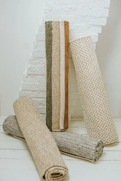 Tapijten*DILLE & KAMILLE Tapijt, gerecycled katoen, beige streep multicolor, klein