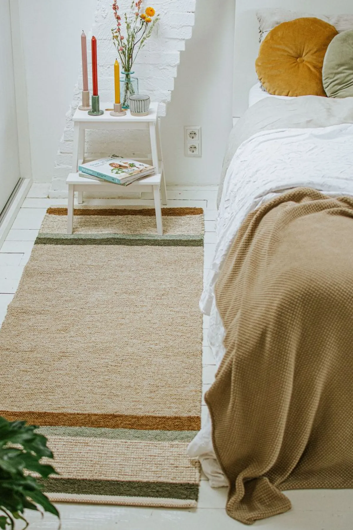 Tapijten*DILLE & KAMILLE Tapijt, gerecycled katoen, beige streep multicolor, lang