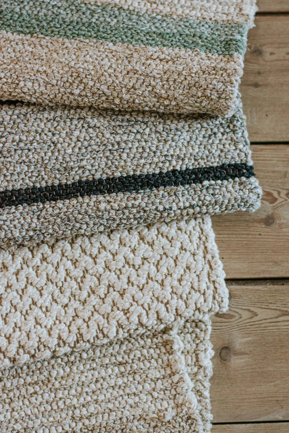 Tapijten*DILLE & KAMILLE Tapijt, gerecycled katoen, beige streep multicolor, lang