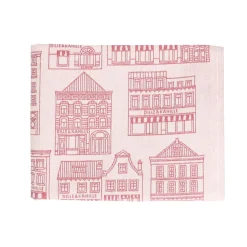 Vaatdoeken*DILLE & KAMILLE Theedoek, katoen, wit/rood met gevelmotief