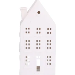Porseleinen Huisjes|Theelichthouders*DILLE & KAMILLE Theelichthouder, porselein, huisje met strakke gevel, 18,5 cm