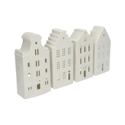 Porseleinen Huisjes|Theelichthouders*DILLE & KAMILLE Theelichthouder, porselein, huisje met klokgevel, 20 cm