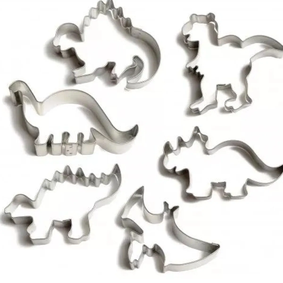 Uitsteekvormpjes*DILLE & KAMILLE Uitsteekvormen voor Dinosauruskoekjes, RVS, set van 6 stuks