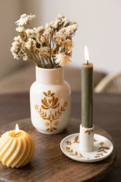 Tinten En Texturen|Herfst Decoratie*DILLE & KAMILLE Vaas decoratief, oker, Ø9 x 15 cm