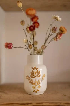 Tinten En Texturen|Herfst Decoratie*DILLE & KAMILLE Vaas decoratief, oker, Ø9 x 15 cm