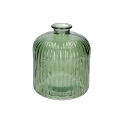 Herfst Decoratie|Vazen*DILLE & KAMILLE Vaas, groen glas, geribbeld, 18 cm