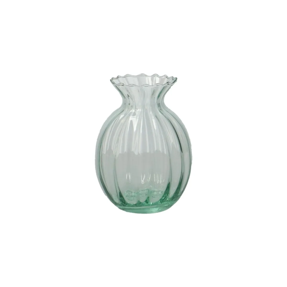Warm Wonen|Herfst Decoratie*DILLE & KAMILLE Vaas, ribbels, groen glas, 12 cm