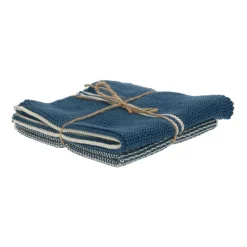 Schotelvodden*DILLE & KAMILLE Vaatdoekjes, gebreid katoen, blauw, 2 stuks, 25 x 25 cm