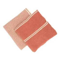 Schotelvodden*DILLE & KAMILLE Vaatdoekjes, gebreid katoen, oudroze, 2 stuks, 25 x 25 cm