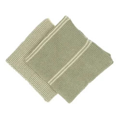 Schotelvodden*DILLE & KAMILLE Vaatdoekjes, gebreid katoen, lindegroen, 2 stuks 25 x 25 cm