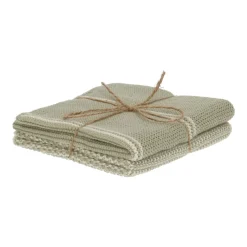 Schotelvodden*DILLE & KAMILLE Vaatdoekjes, gebreid katoen, lindegroen, 2 stuks 25 x 25 cm