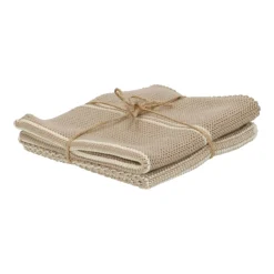 Schotelvodden*DILLE & KAMILLE Vaatdoekjes, gebreid katoen, zand, 2 stuks, 25 x 25 cm