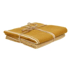 Schotelvodden*DILLE & KAMILLE Vaatdoekjes, gebreid katoen, okergeel, 2 stuks, 25 x 25 cm