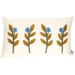 Herfst Decoratie|Warm Wonen*DILLE & KAMILLE Velours kussen, bio-katoen, takjes, off white, 30 x 50 cm