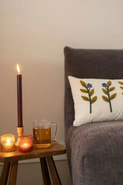 Herfst Decoratie|Warm Wonen*DILLE & KAMILLE Velours kussen, bio-katoen, takjes, off white, 30 x 50 cm