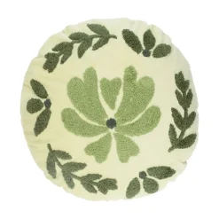 Tinten En Texturen|Herfst Decoratie*DILLE & KAMILLE Velours kussen, rond, Ø 40 cm, groen